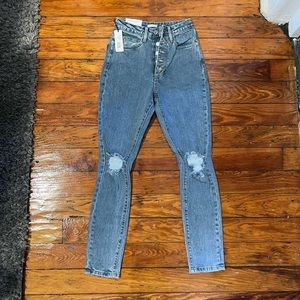 Weworewhat high rise vintage straight jeans in blue denim. Size 24.